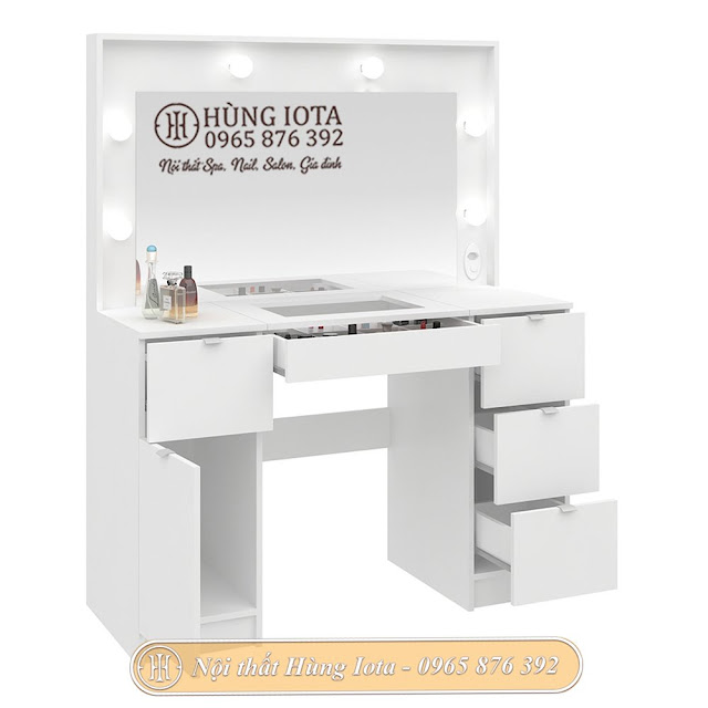 Bàn trang điểm gương hình chữ nhật có tủ đựng đồ Bàn trang điểm gương hình chữ nhật có tủ đựng đồ