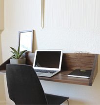 Bàn học treo tường chữ V màu óc chó sang trọng BGD18