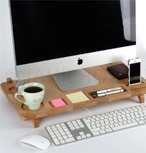 Kệ gỗ kê iMac đa năng có nhiều ô nhỏ đựng đồ decor đẹp tiện lợi KMT09