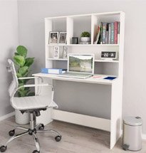 Bàn làm việc liền giá sách màu trắng chất liệu gỗ công nghiệp BGD33