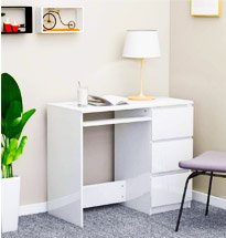 Bàn làm việc tại nhà màu trắng tinh tế có 3 ngăn kéo đựng đồ BGD41
