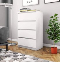 Tủ đựng đồ 4 ngăn kéo màu trắng chất liệu gỗ MDF phủ melamine TDD49