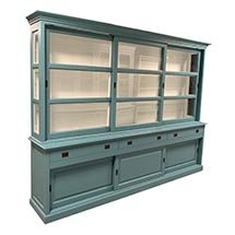 Tủ trưng bày mỹ phẩm giá rẻ màu xanh ngọc cho spa cửa hiệu TSP70