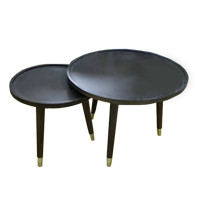 Bàn trà hình tròn decor gỗ tần bì cao cấp BGD08