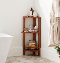 Kệ đựng đồ góc phòng tắm 3 tầng màu óc chó đẹp sang trọng KG35