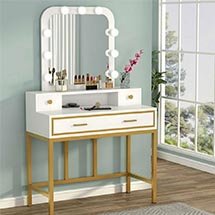 Bàn trang điểm gương bo góc hiện đại decor BTD20