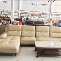 Sofa chung cư nhập khẩu chữ L màu trắng sữa ngà vàng SFGD34