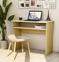 Bàn học nhỏ có ngăn đựng đồ màu trắng – gỗ tự nhiên BGD64