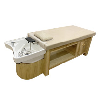 Giường gội spa 2 in 1 màu vàng lộ vân gỗ GGD19