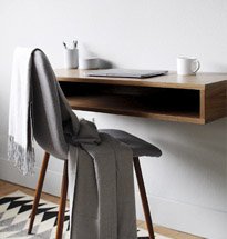 Bàn học treo tường màu óc chó có hộc đựng đồ kiểu dáng tối giản BGD11