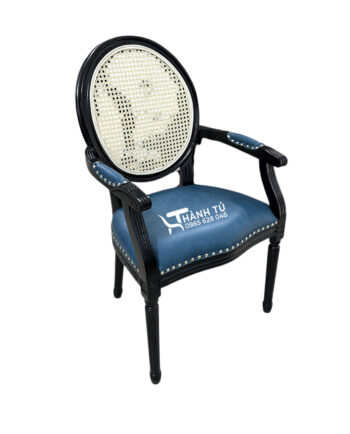 Ghế louis tựa mây có tay vịn bọc đệm - ghế làm việc cổ điển