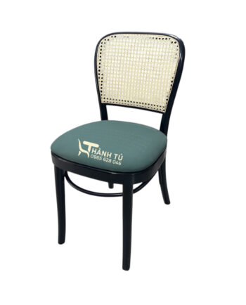 Ghế Thonet tựa mây, mặt đệm màu xanh nâu đẹp