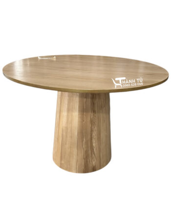 Bàn ăn tròn chân trụ màu gỗ