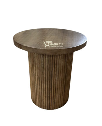 Bàn cafe trụ tròn ốp nan gỗ - trà sữa - ăn