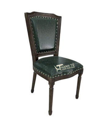 Ghế Louis tựa chữ nhật màu xanh rêu - ăn - cafe