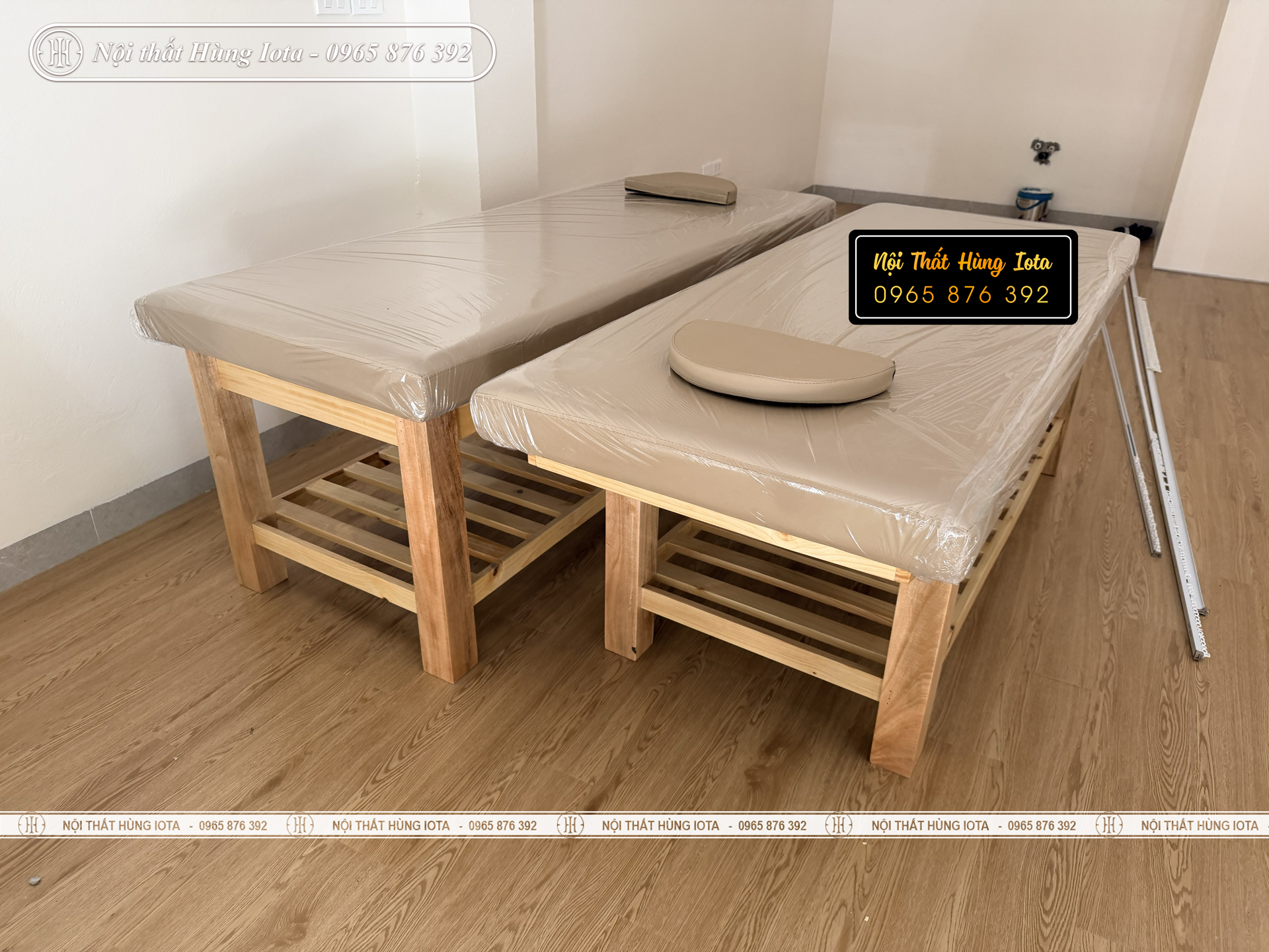 Lắp Đặt Giường Spa Gỗ Thông Cho Alba Skinlab Hà Đông